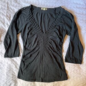 Anthropologie 3/4 sleeve charcoal top
